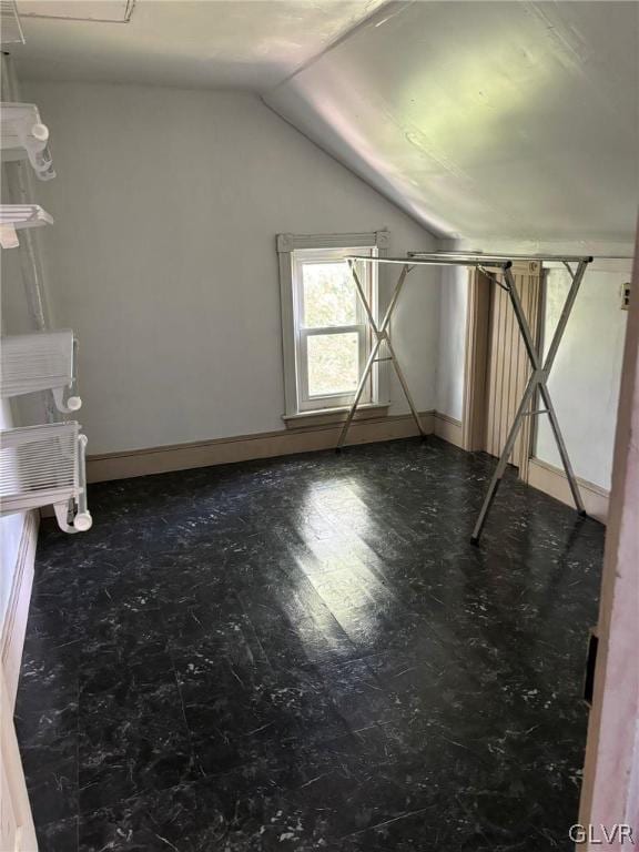 additional living space with lofted ceiling and hardwood / wood-style floors