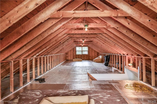 view of unfinished attic