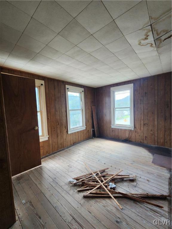 entryway featuring hardwood / wood-style flooring and a drop ceiling