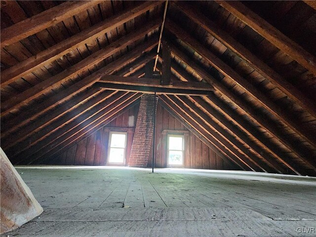 view of unfinished attic