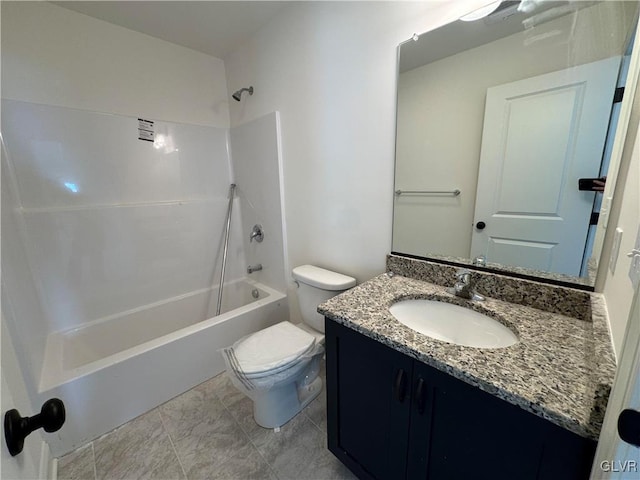 full bathroom with vanity, shower / washtub combination, and toilet