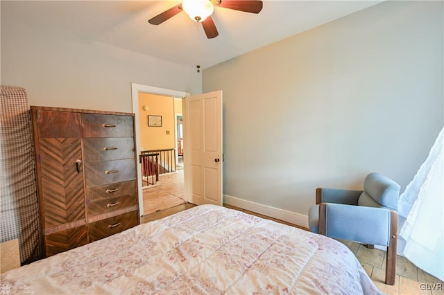 bedroom featuring ceiling fan