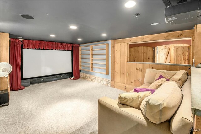 cinema room featuring carpet