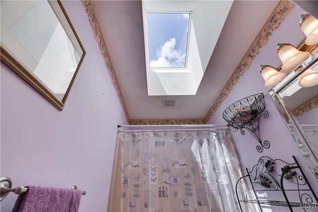 interior space with a skylight