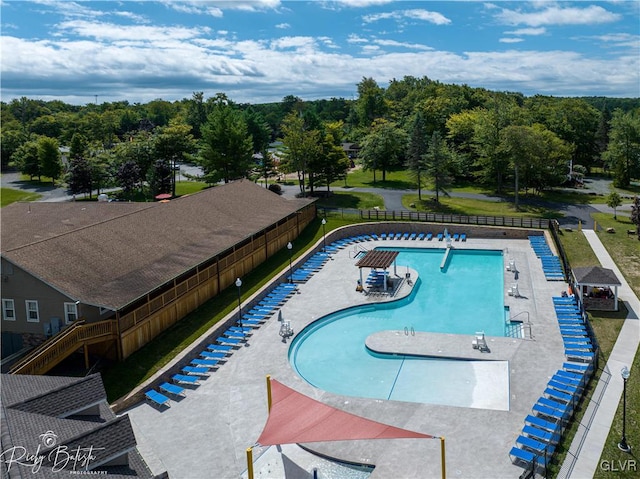 view of swimming pool featuring a patio