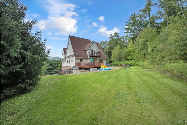 view of yard featuring a deck