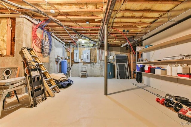 basement with electric panel