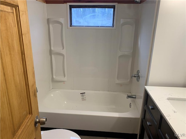 full bathroom with vanity, toilet, and shower / bath combination