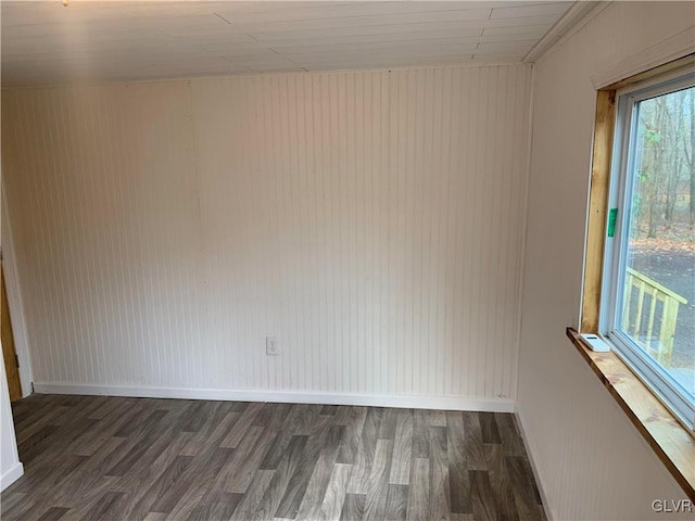 spare room featuring dark wood-type flooring