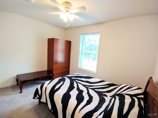 bedroom with carpet and ceiling fan