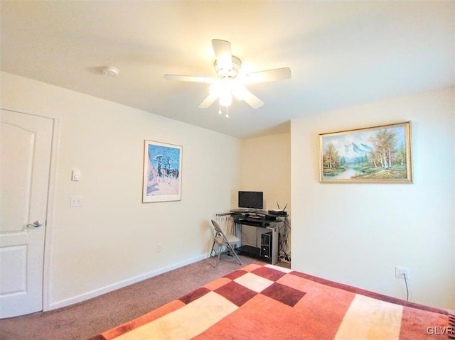 office with carpet and ceiling fan