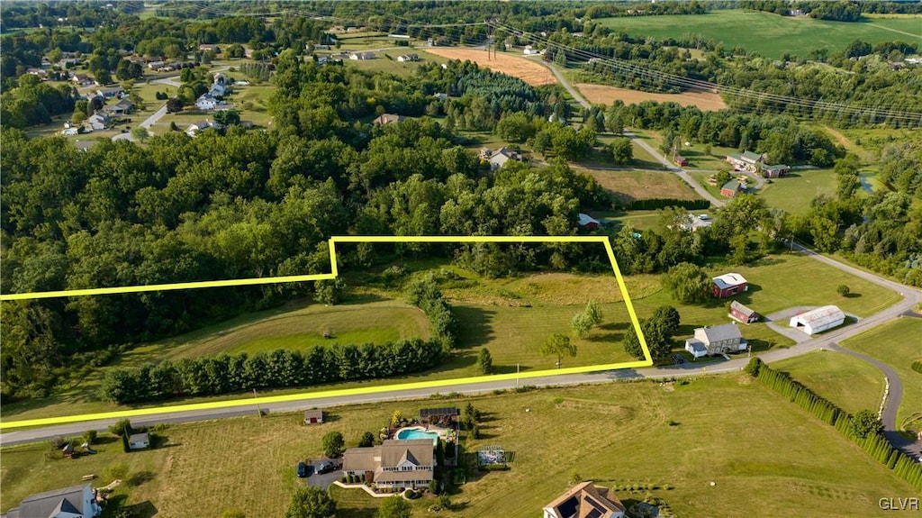 drone / aerial view with a rural view