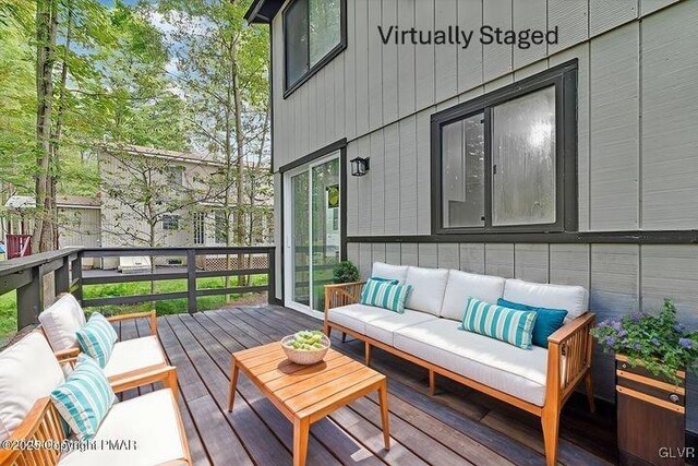 223 Wyalusing Dr, Coolbaugh Twp, PA 18347 - wooden terrace featuring outdoor lounge area
