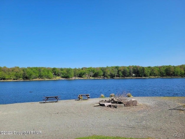 water view with a wooded view