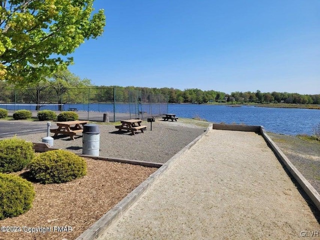 view of community featuring a water view