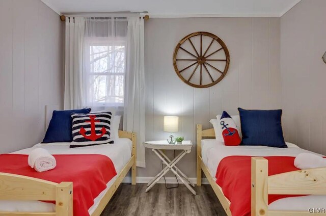 bedroom featuring dark hardwood / wood-style floors