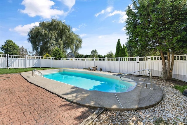 view of swimming pool featuring a patio