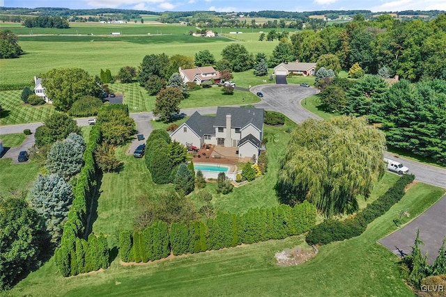 drone / aerial view with a rural view