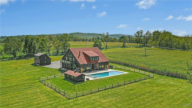 aerial view with a rural view