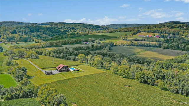 aerial view featuring a rural view