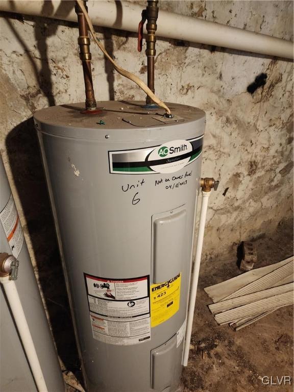 utility room with electric water heater