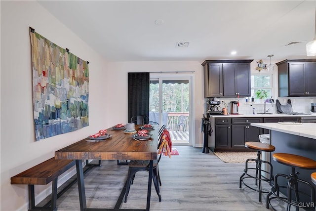 dining area featuring light hardwood / wood-style flooring