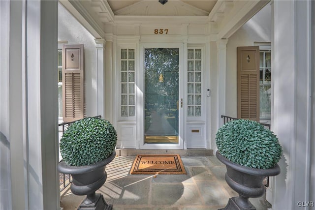 property entrance with a porch