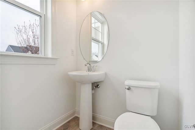 bathroom featuring toilet and hardwood / wood-style flooring