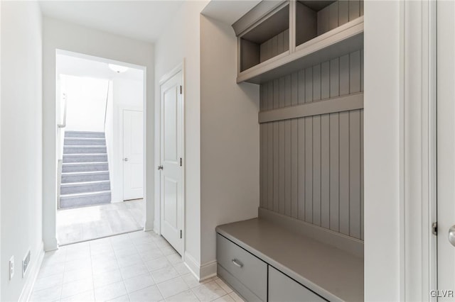 mudroom featuring light tile patterned floors