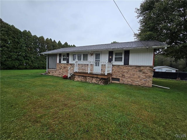 view of front of home with a front yard