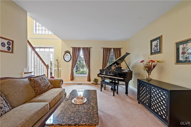 living room featuring carpet flooring