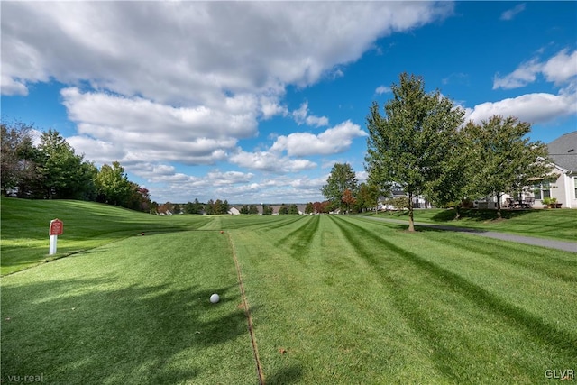 view of property's community with a lawn