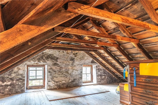 view of unfinished attic