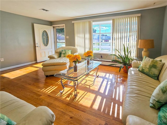 living room featuring light hardwood / wood-style flooring