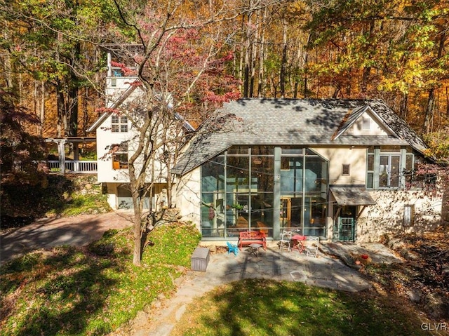 view of front of home with a patio