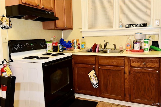 kitchen featuring white electric range oven