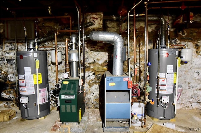 utility room with water heater