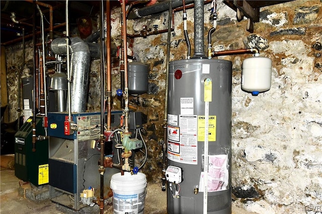 utility room featuring water heater