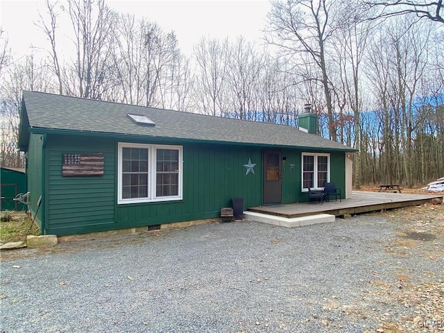 view of front of home with a deck