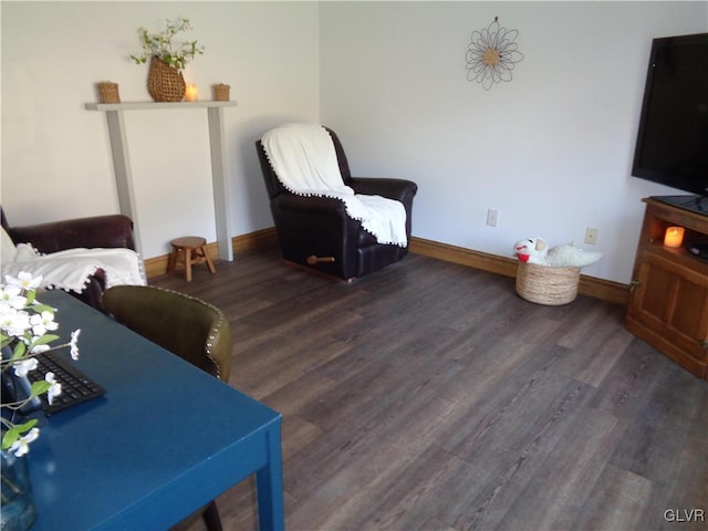 living room featuring dark hardwood / wood-style flooring