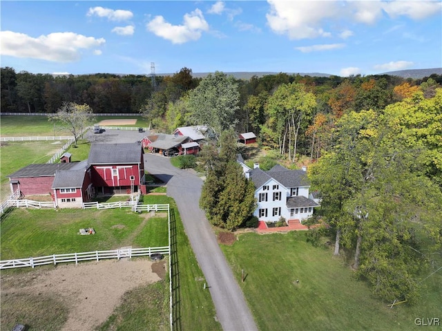 drone / aerial view with a rural view