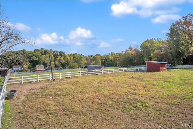 view of yard featuring a rural view