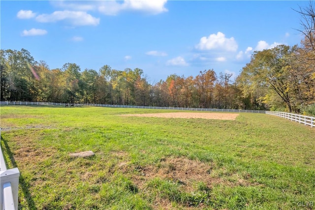 view of yard featuring a rural view