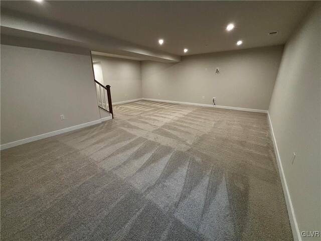 basement with carpet