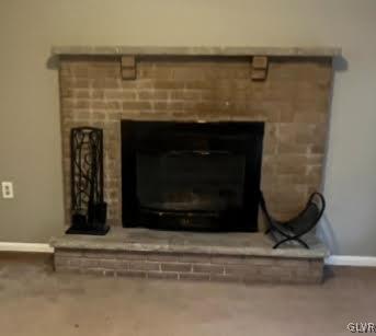 room details with a brick fireplace