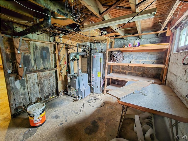 basement with water heater