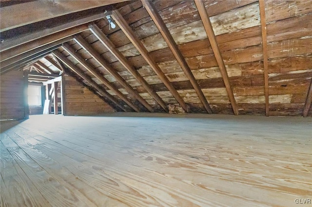 view of unfinished attic