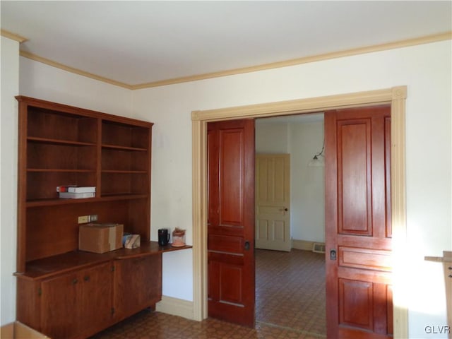 office area with crown molding