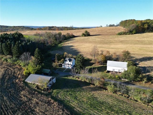 drone / aerial view with a rural view