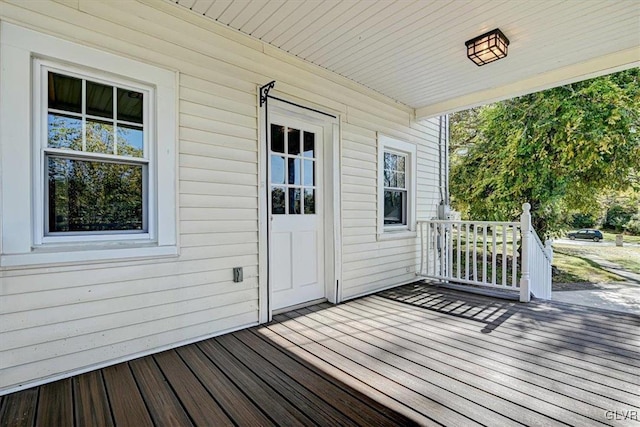 deck featuring covered porch